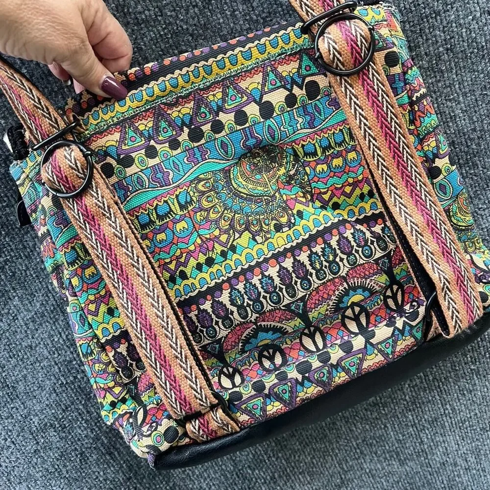 Sakroots Convertible Backpack Crossbody Bag Adjustable Strap Pockets Hippie Boho